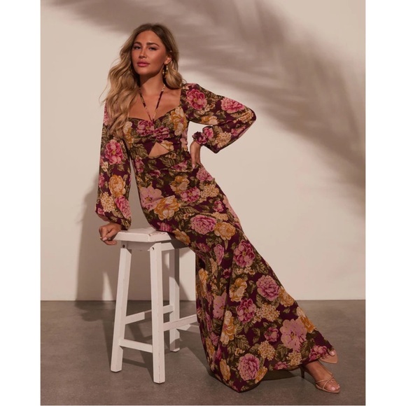 VICI Spicing Things Up Floral Mesh Maxi Dress XS NWT - Picture 2 of 13